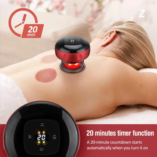 Electric Heated Smart Cupping Massager for Body Relief - Suction Cup Device for Back, Neck, and Arm Fatigue Relief